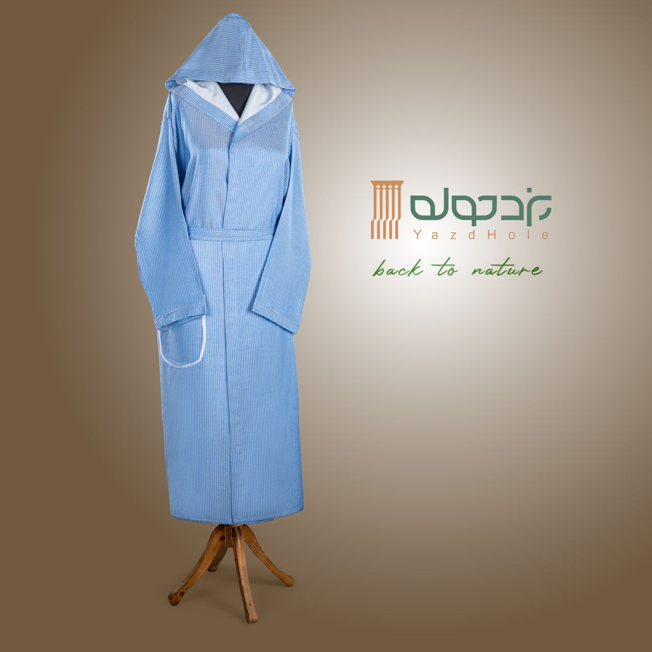 حوله تنپوش نخی سنتی یزدی طرح دیپلمات آبی پررنگ (صادراتی)