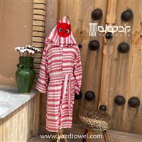 حوله تنپوش نخی سنتی یزدی کودک طرح آیهان گلدوزی شده رنگ قرمز
