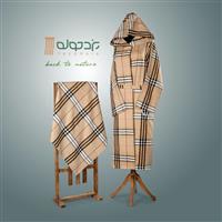 حوله تنپوش نخی سنتی یزدی طرح چهارخونه فلورا کرم (صادراتی)