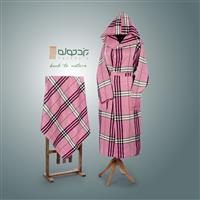 حوله تنپوش نخی سنتی یزدی طرح چهارخونه فلورا سرخابی (صادراتی)