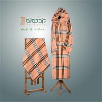 حوله تنپوش نخی سنتی یزدی طرح چهارخونه فلورا  گلبهی (صادراتی)